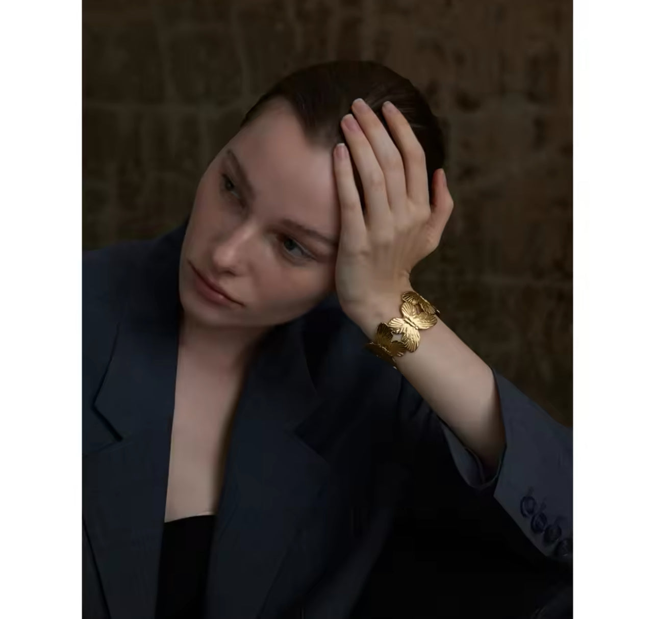 Golden Butterfly Charm Bangle