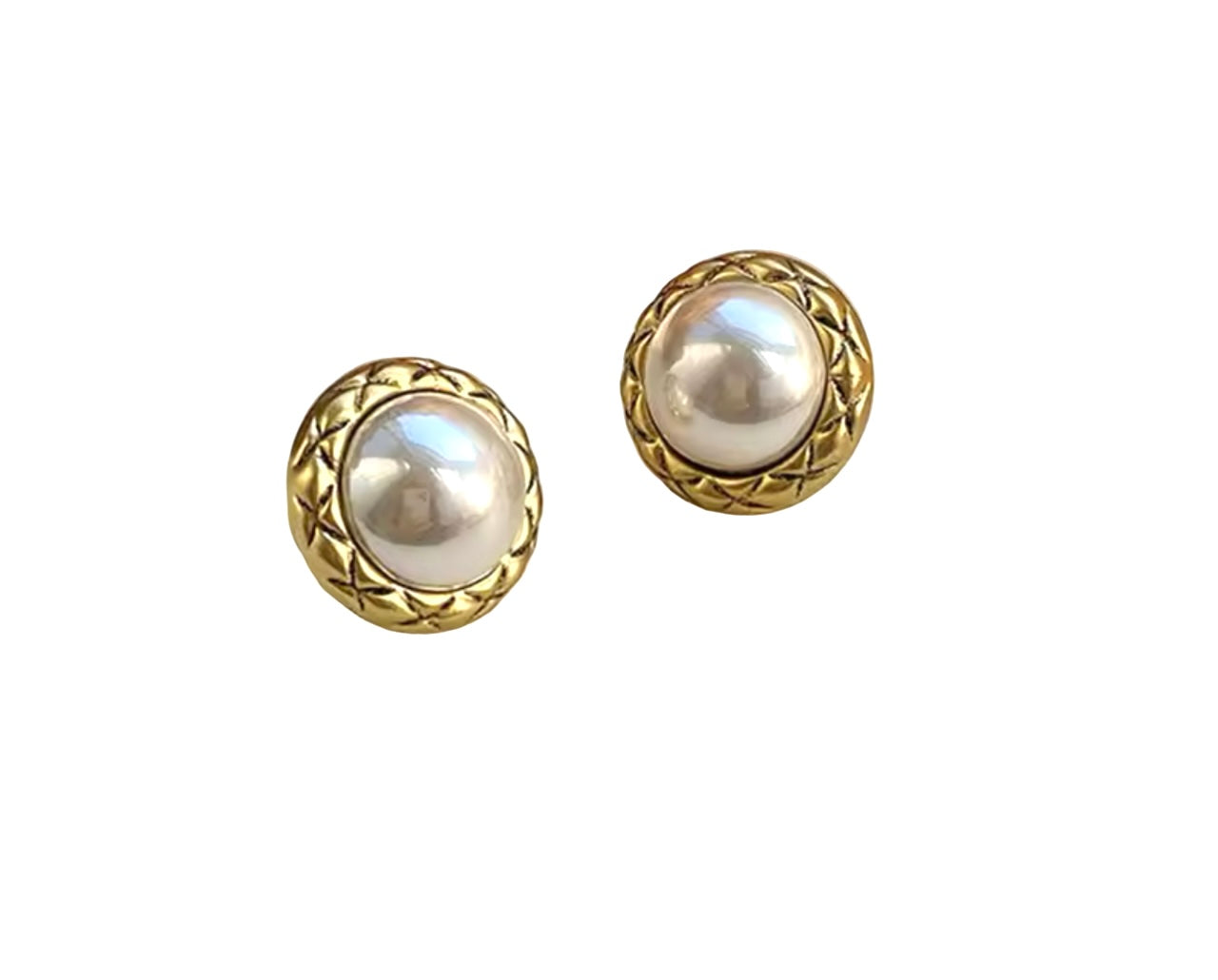 Vintage Pearl Medallion Earrings