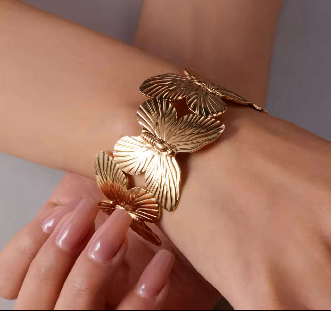 Golden Butterfly Charm Bangle
