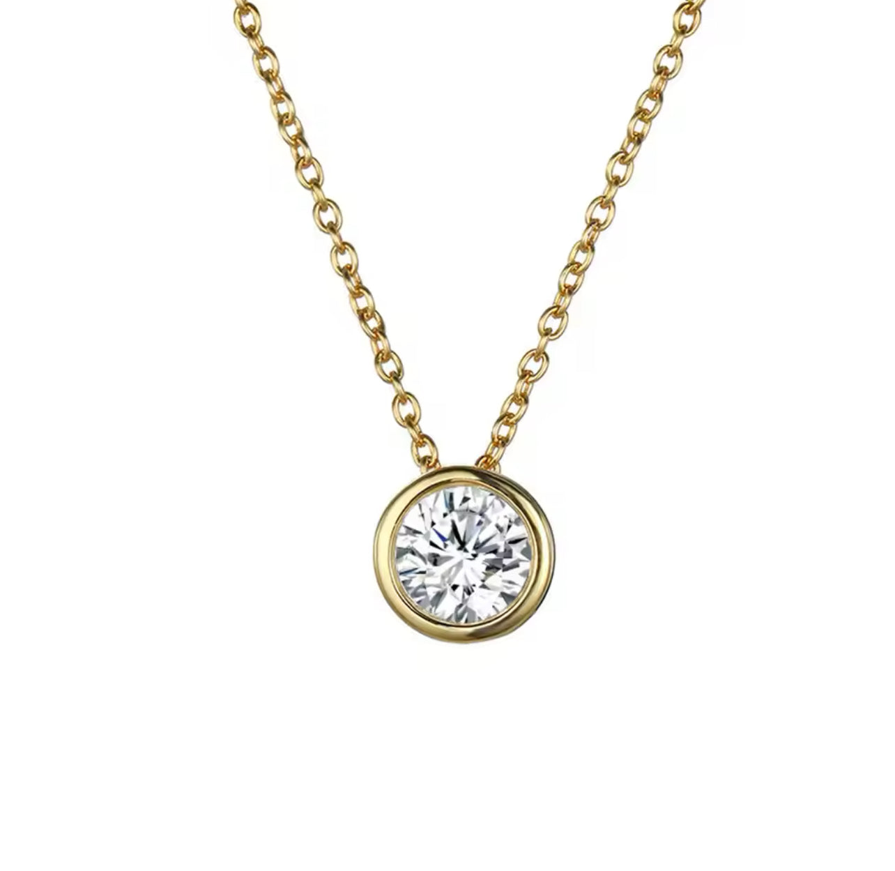 Golden Halo Solitaire Necklace