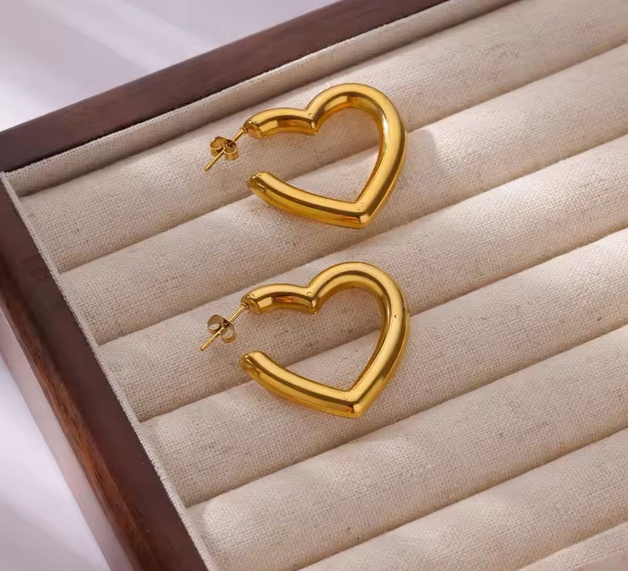 Golden Heart Hoop Earrings