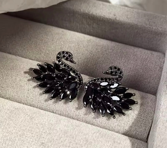 Black Swan Crystal Earrings