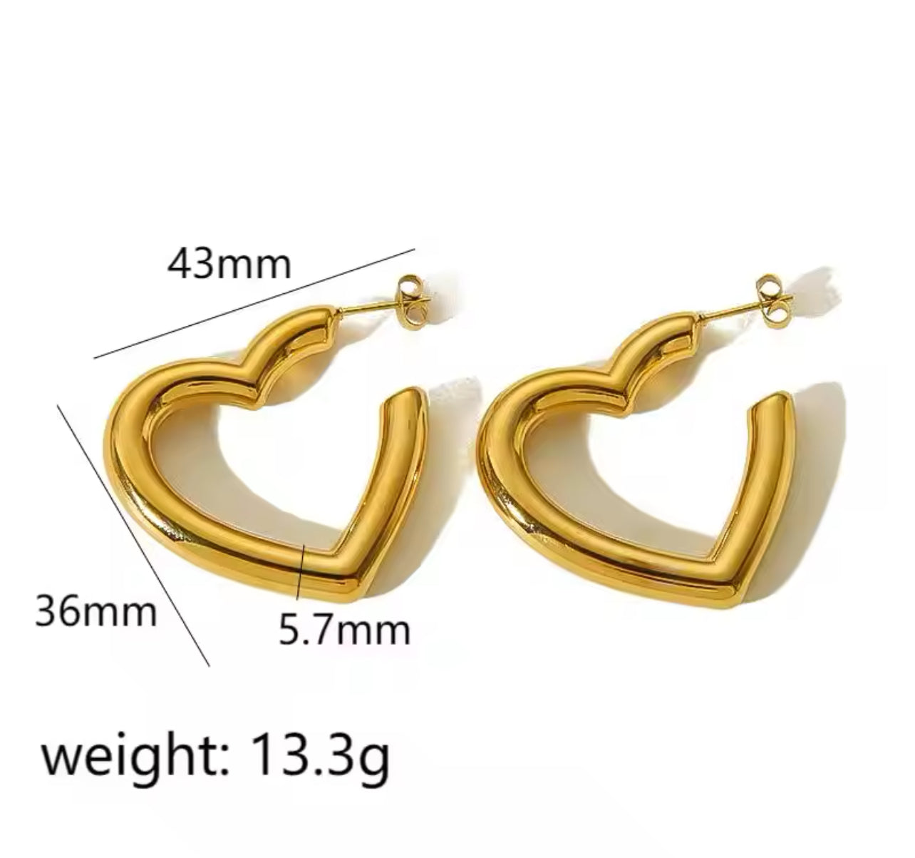 Golden Heart Hoop Earrings