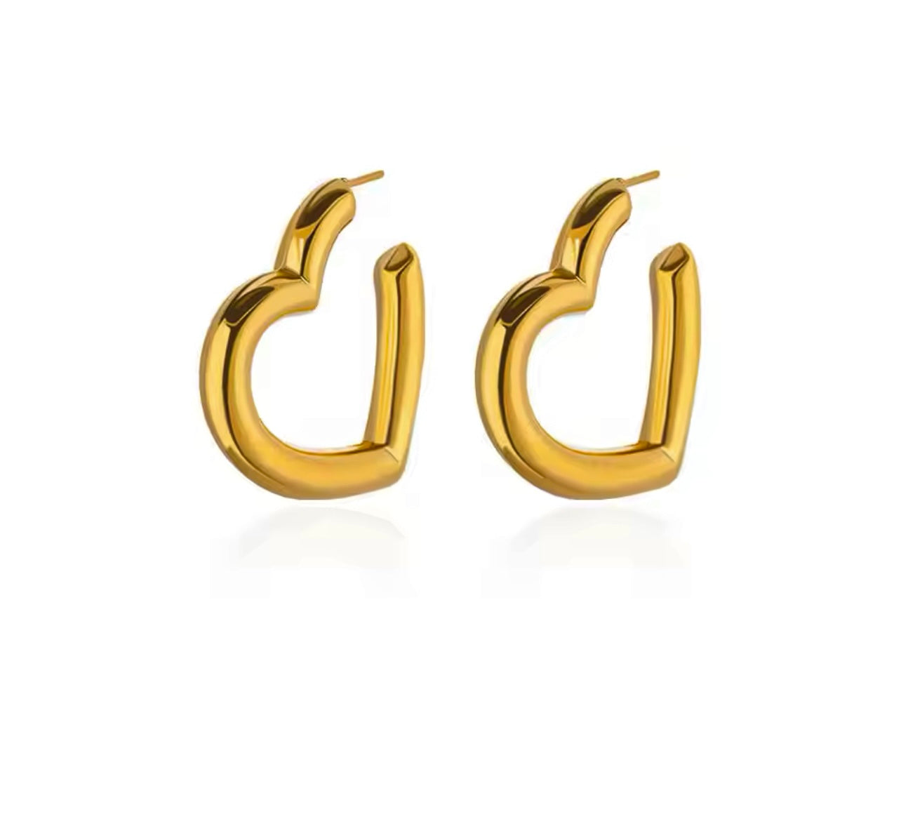 Golden Heart Hoop Earrings
