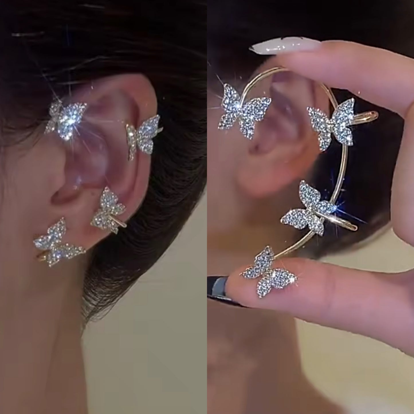 Crystal Butterfly Earcuff set