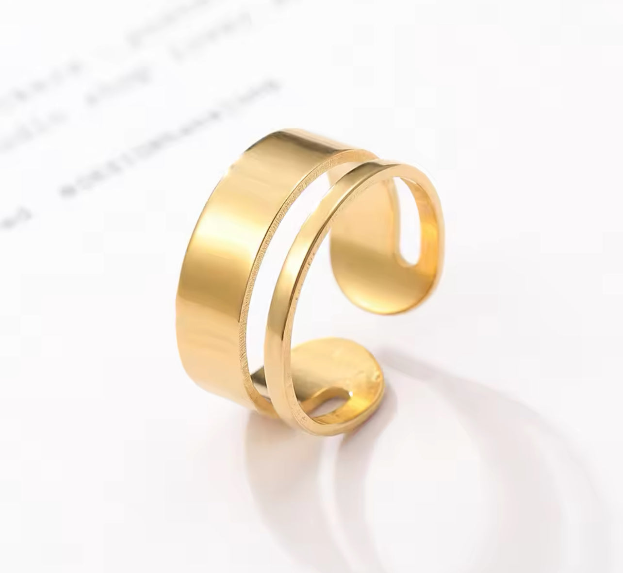 Dual Band Modern Gold Ring - Adjustable