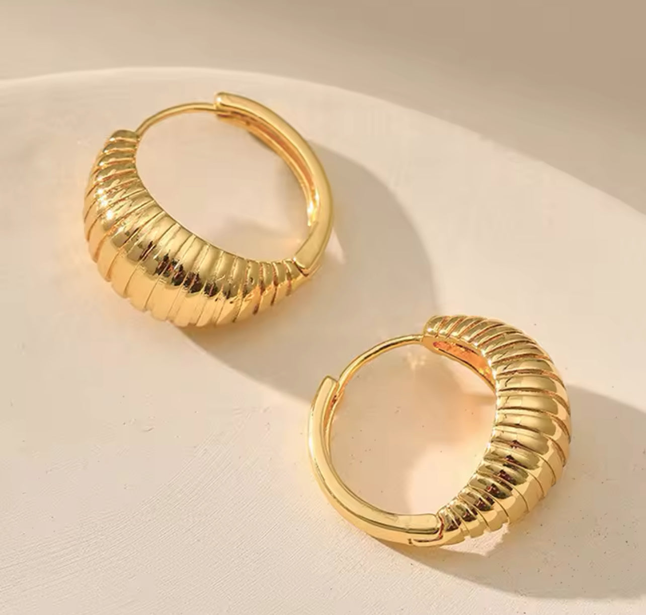 Golden Ribbed Hoops