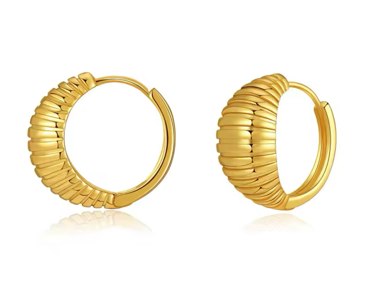 Golden Ribbed Hoops
