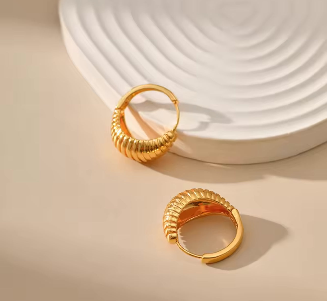 Golden Ribbed Hoops