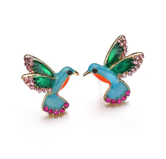 Crystal Hummingbird Studs