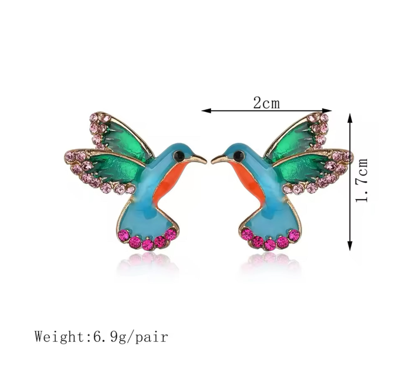 Crystal Hummingbird Studs