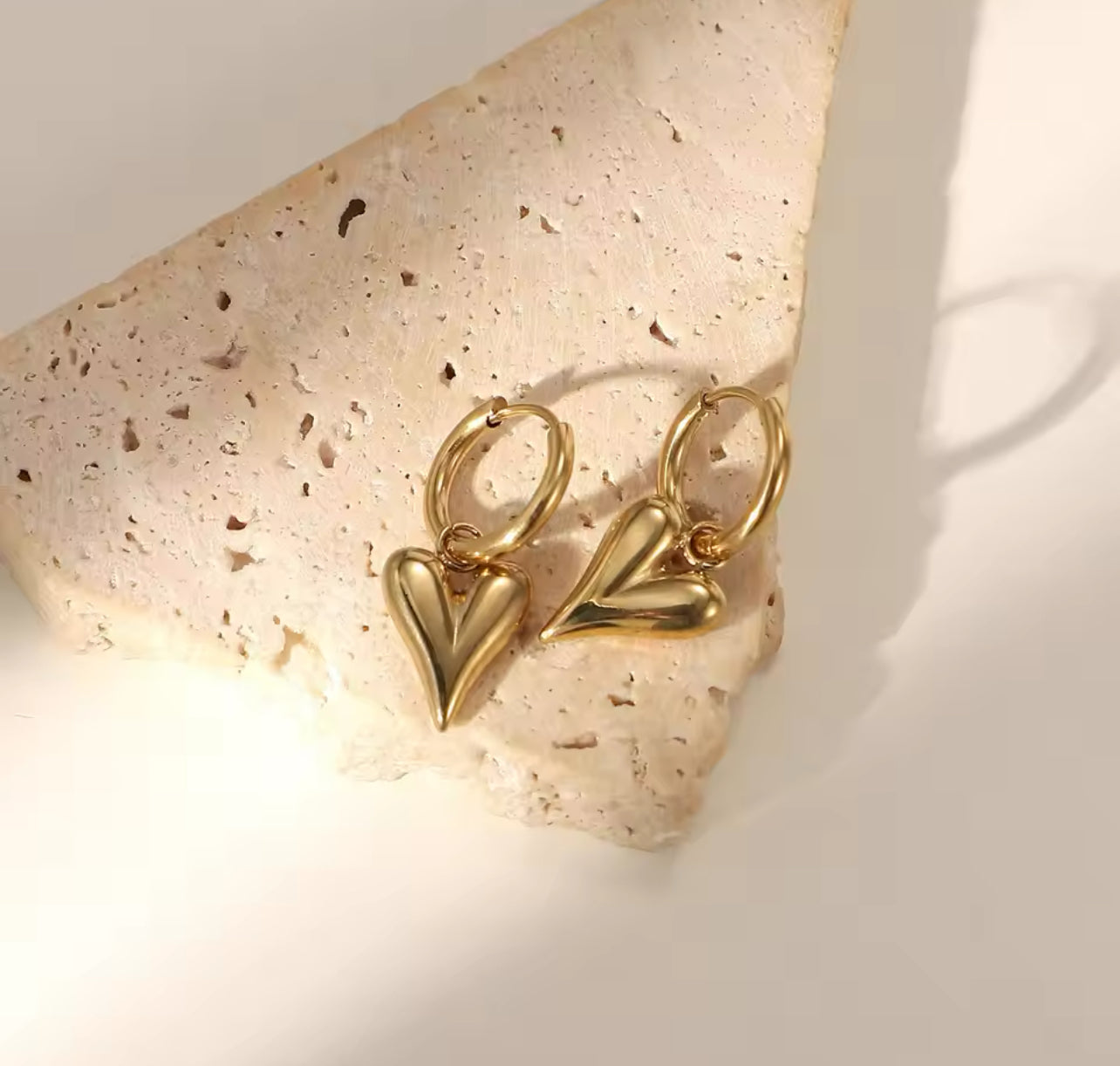 Golden Heart Hoop Earrings