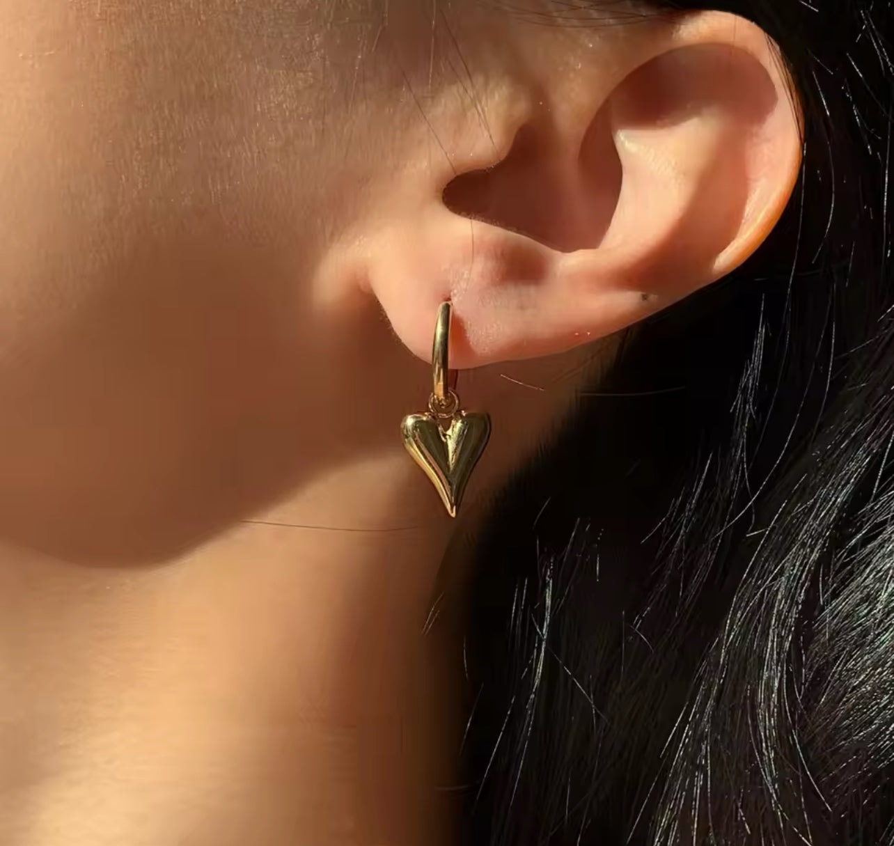 Golden Heart Hoop Earrings