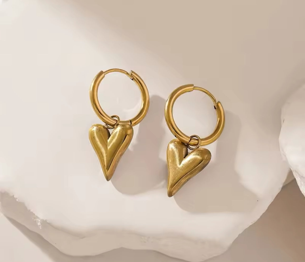 Golden Heart Hoop Earrings