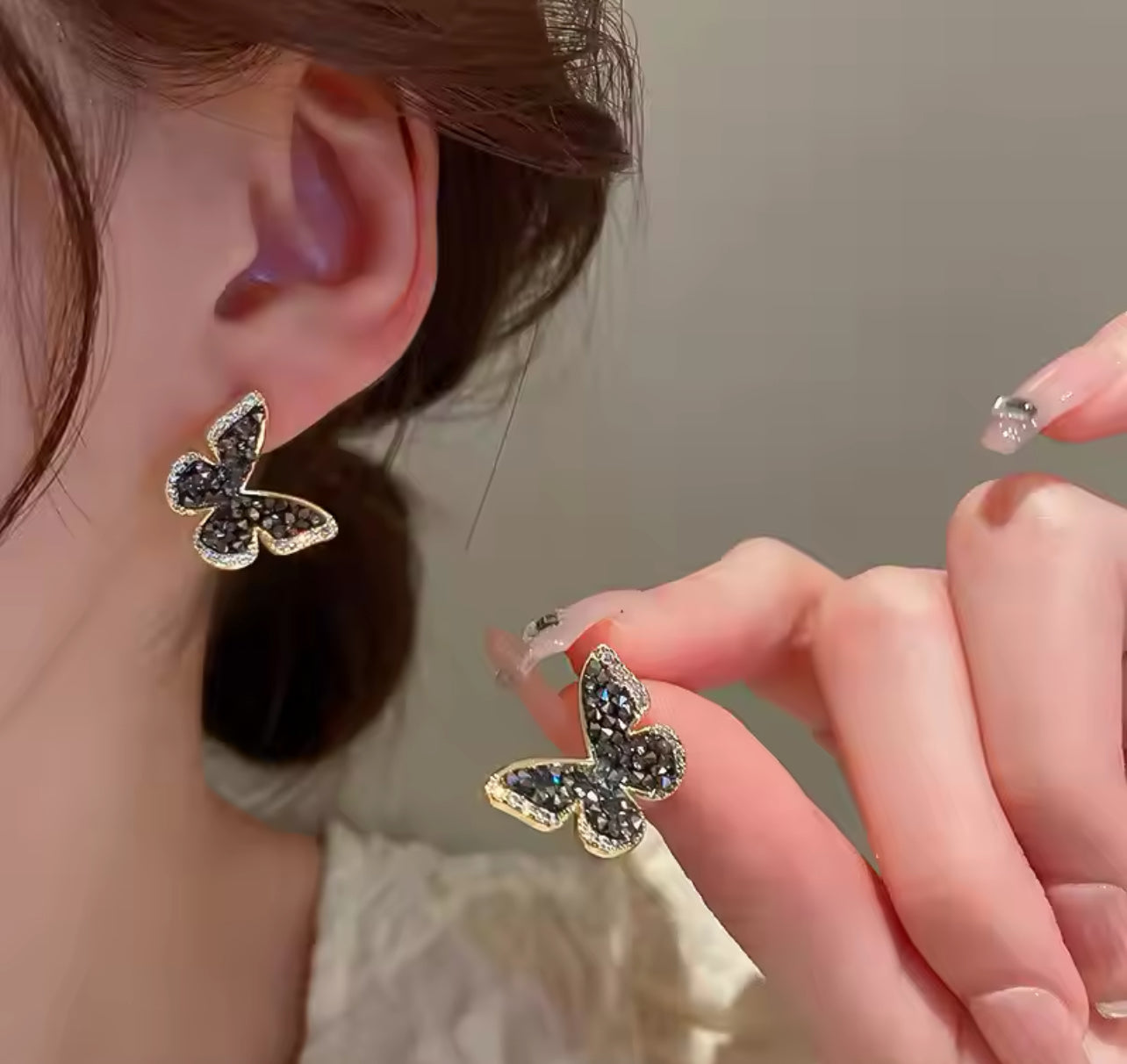 Midnight Butterfly Studs