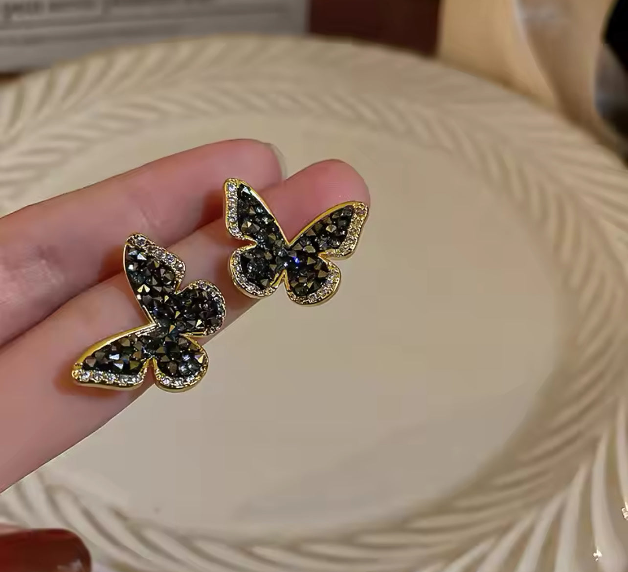 Midnight Butterfly Studs