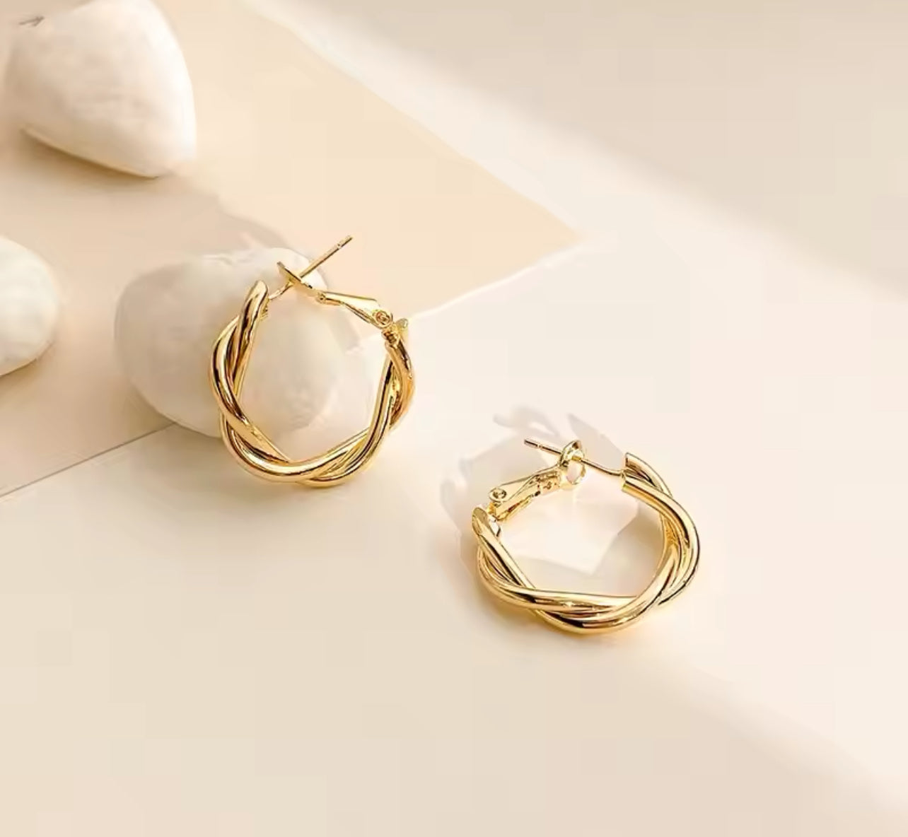 Twisted Elegance Gold Hoops