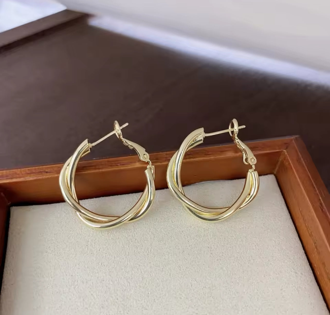 Twisted Elegance Gold Hoops