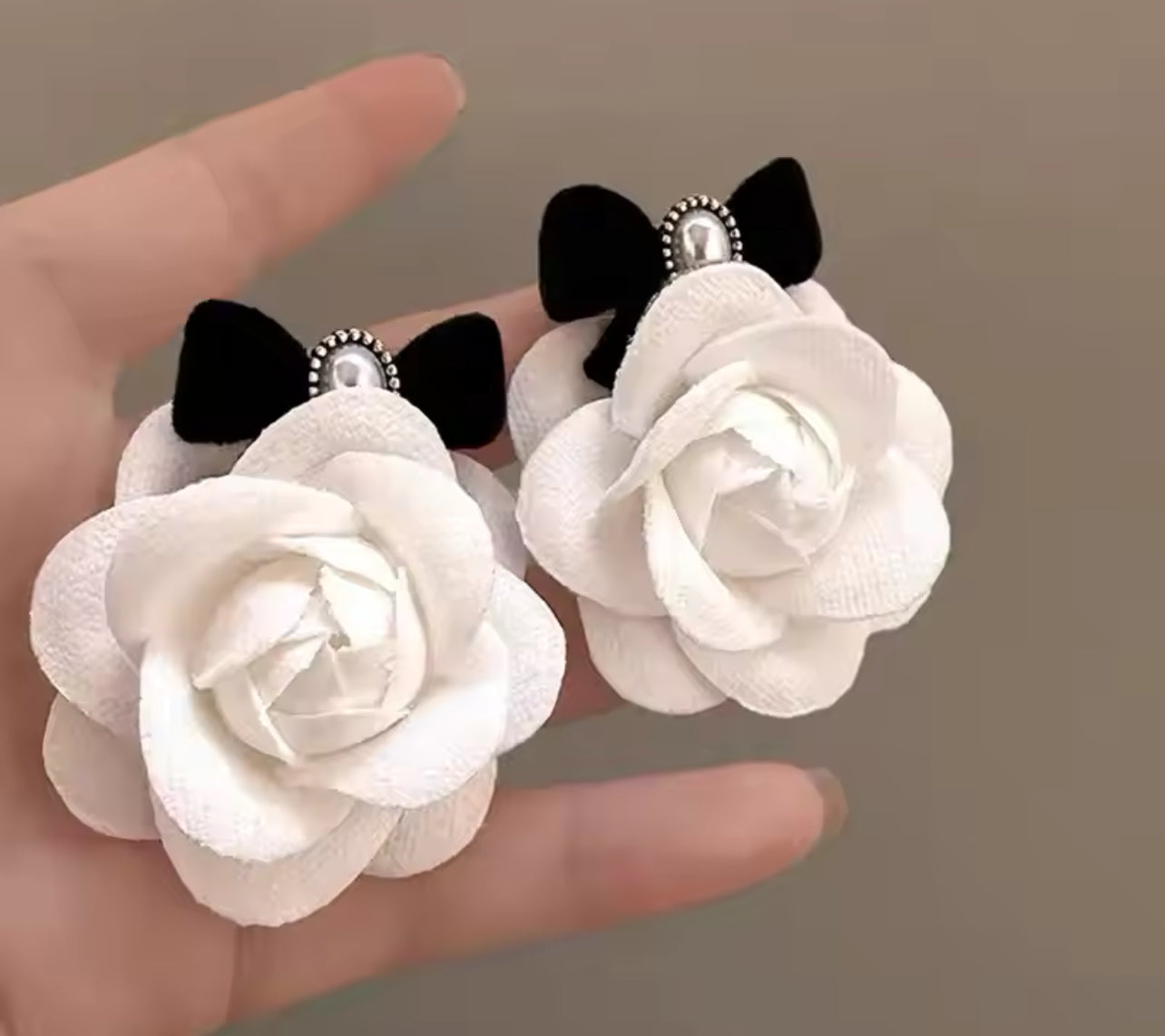 Camellia Pearl Bow Statement Earrings
