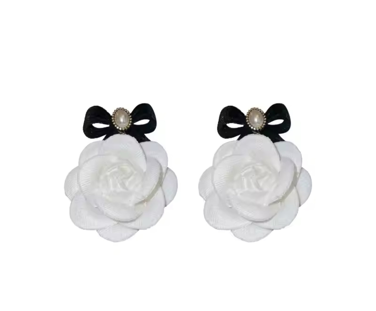 Camellia Pearl Bow Statement Earrings
