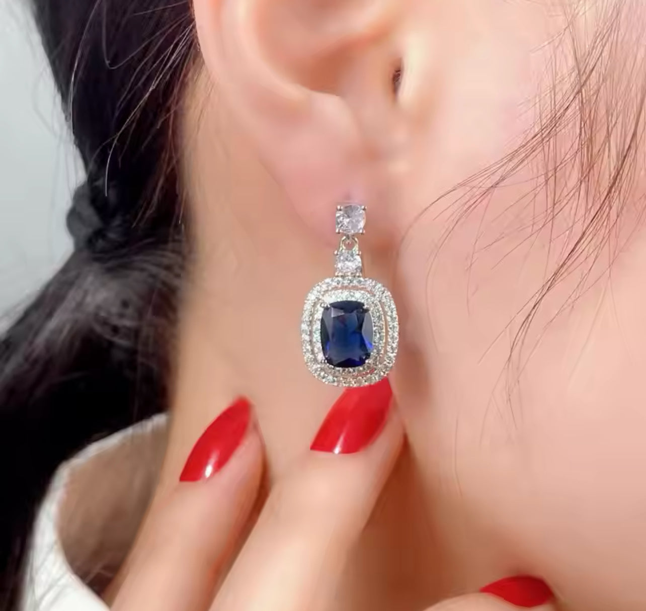 Blue Sapphire Drop Earrings