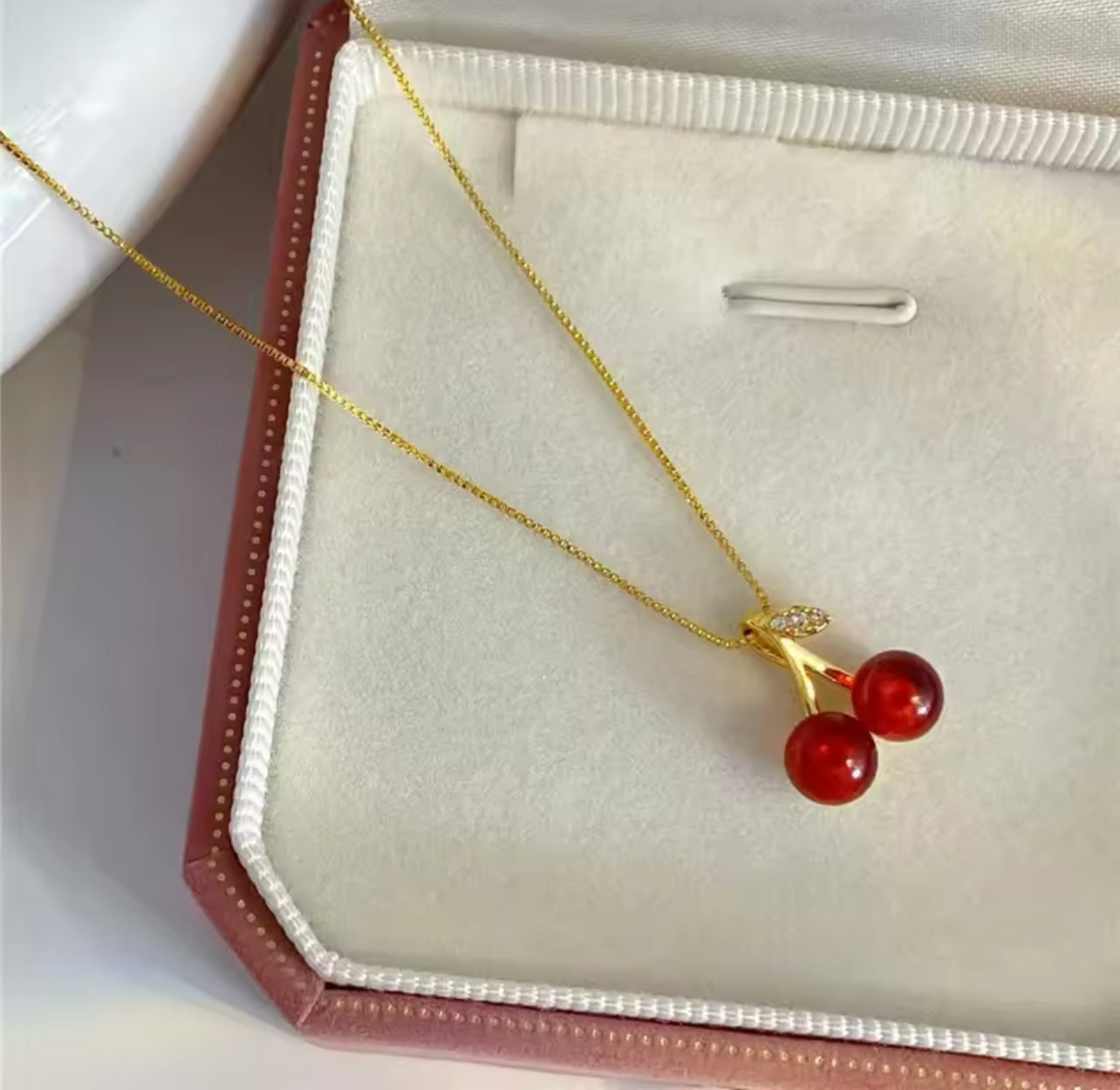 Ruby Cherry Necklace