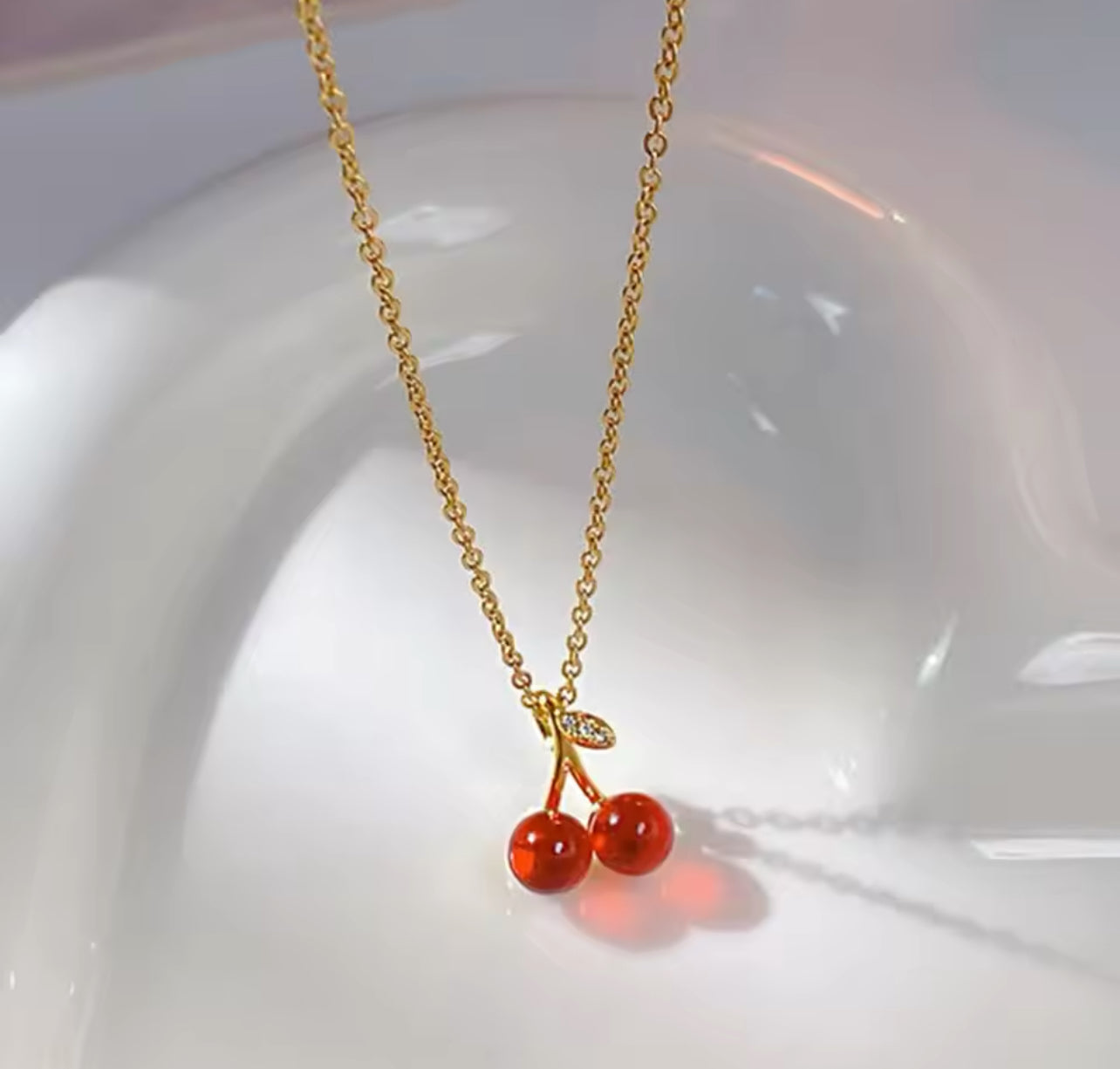 Ruby Cherry Necklace