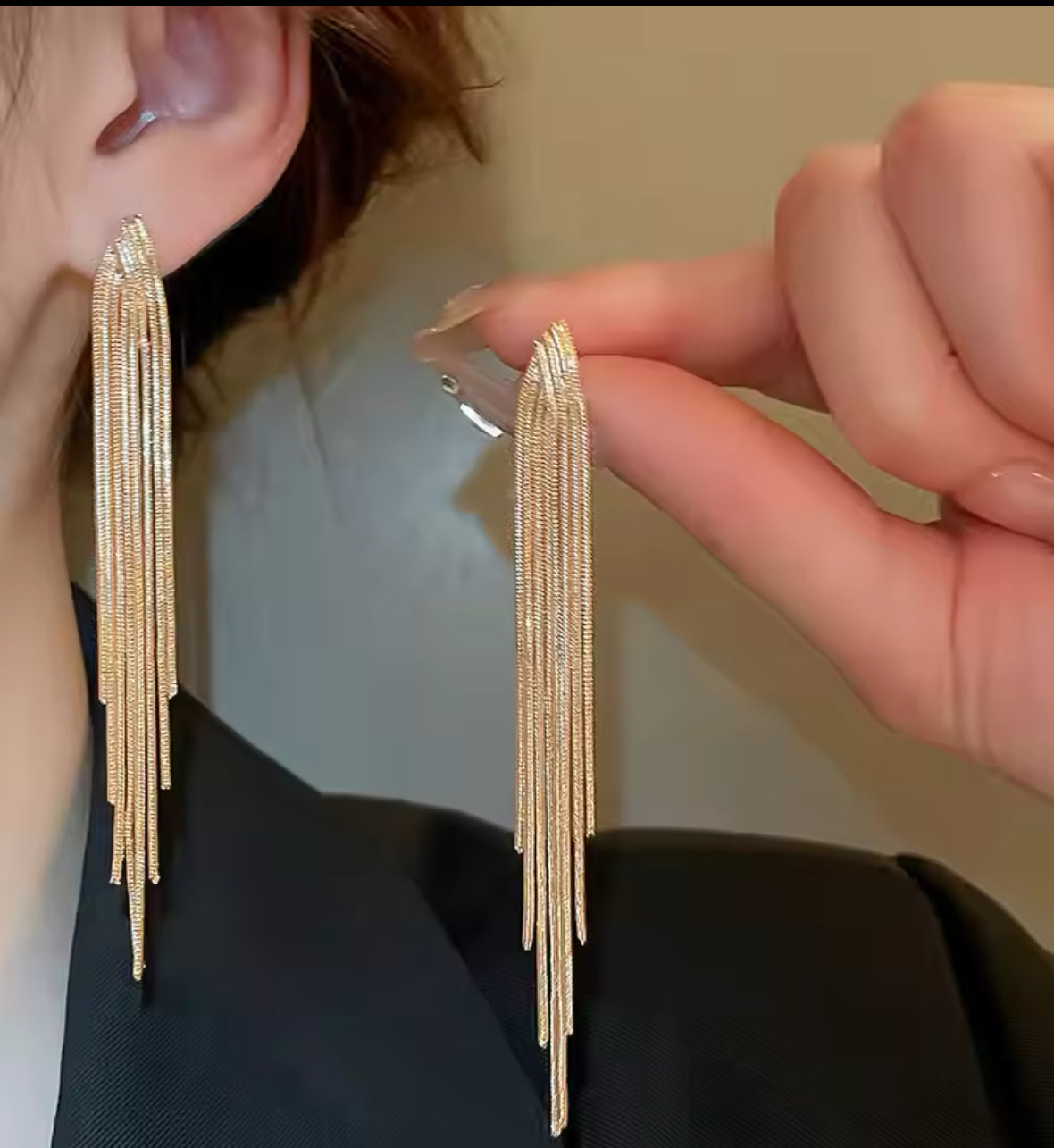 Golden Cascade Tassel Earrings