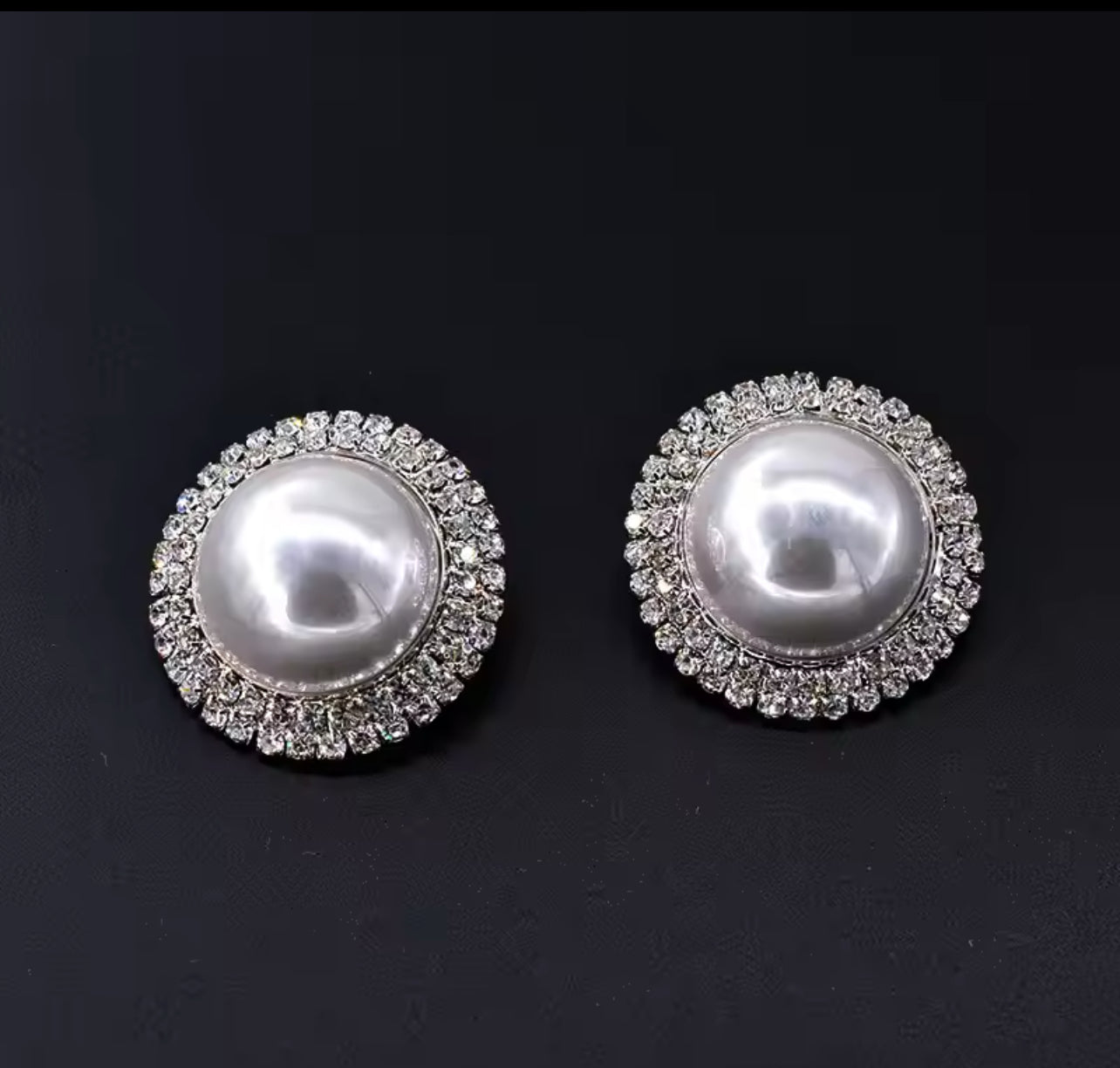 Crystal Halo Pearl Stud Earrings