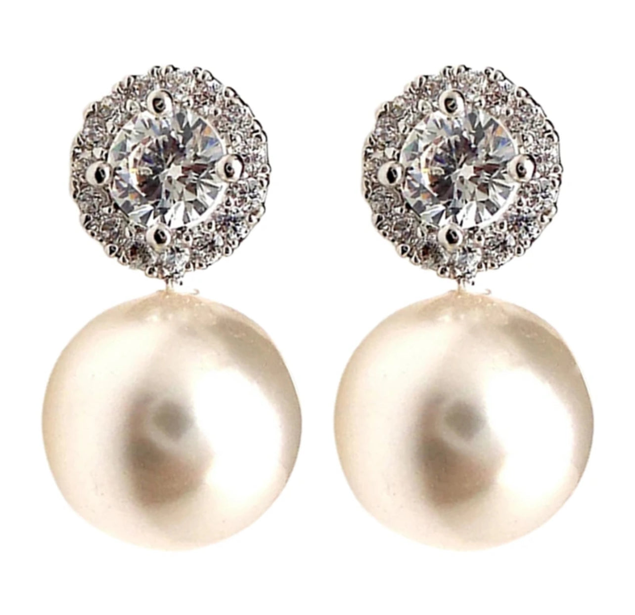 Diamond Stud with Dangling Pearl Earring