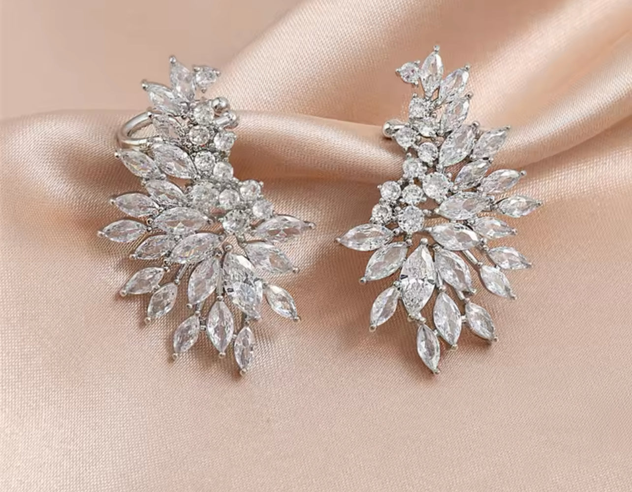 Diamond Leaf Drop Earrings