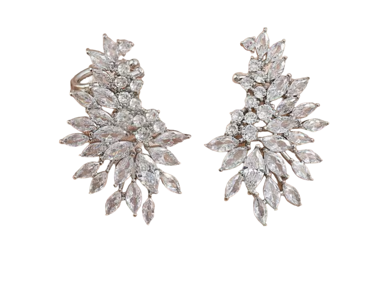 Diamond Leaf Drop Earrings