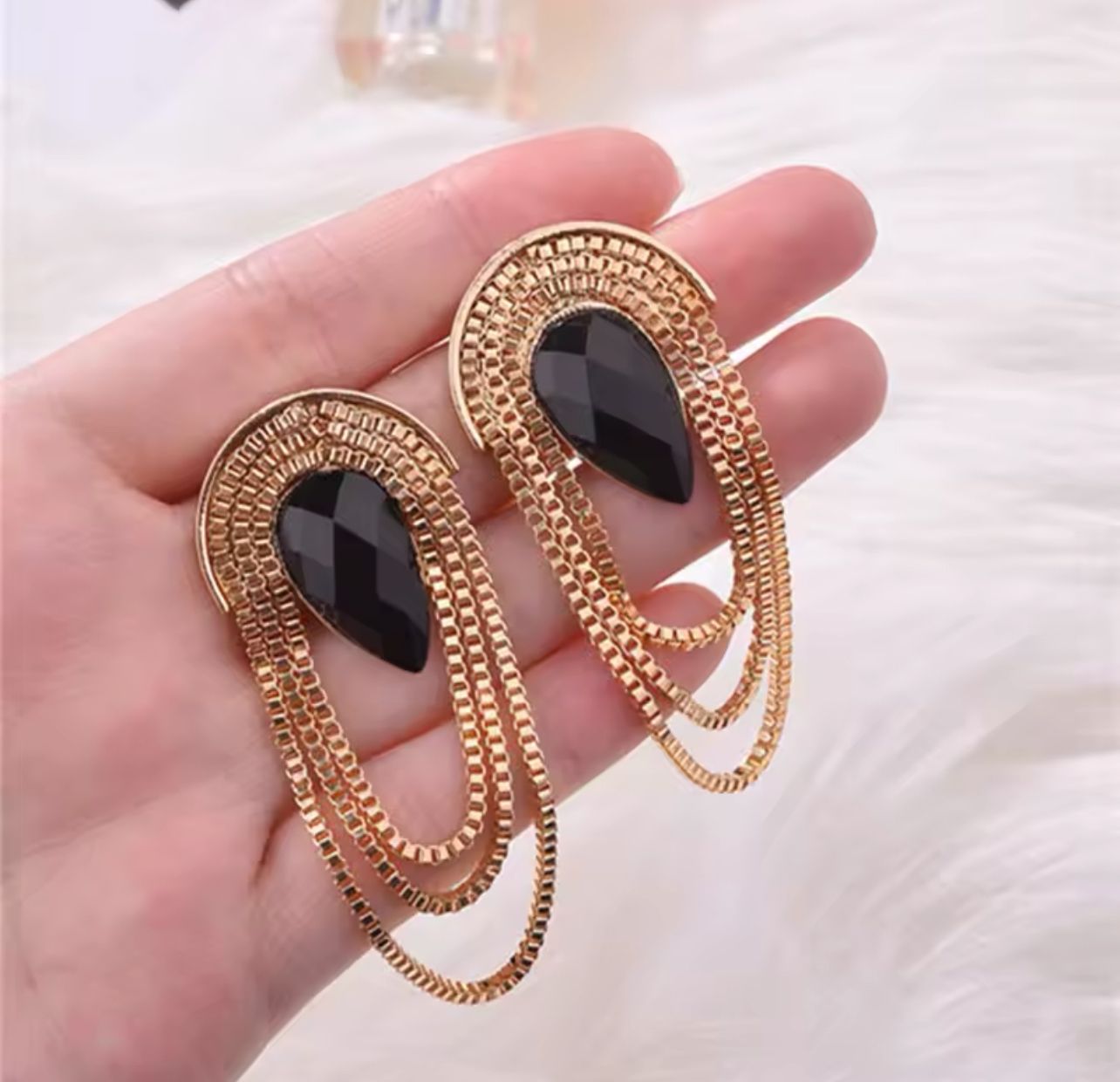 Midnight Cascade Statement Earrings