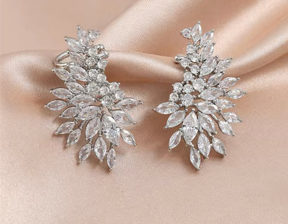 Diamond Leaf Drop Earrings