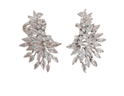 Diamond Leaf Drop Earrings