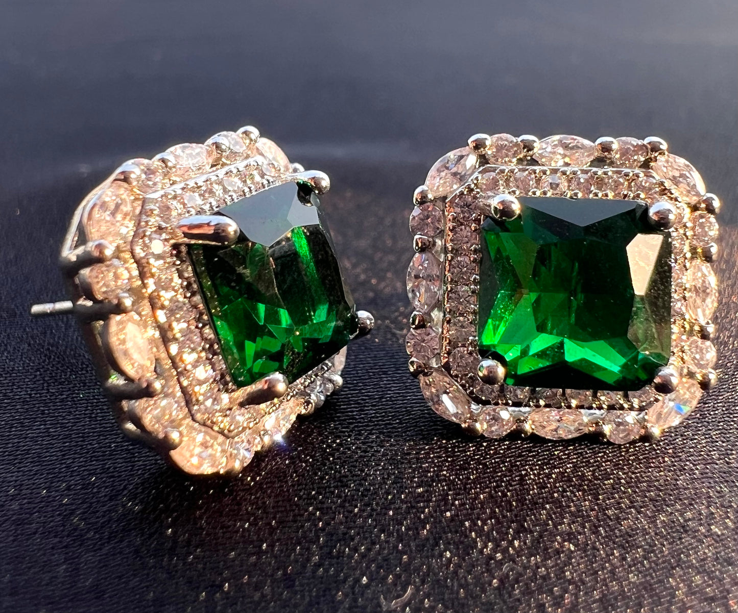 Emerald Radiance Halo Studs